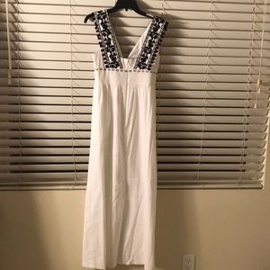 J.Crew White/Navy Embroidered Maxi Dress (0) NWT
